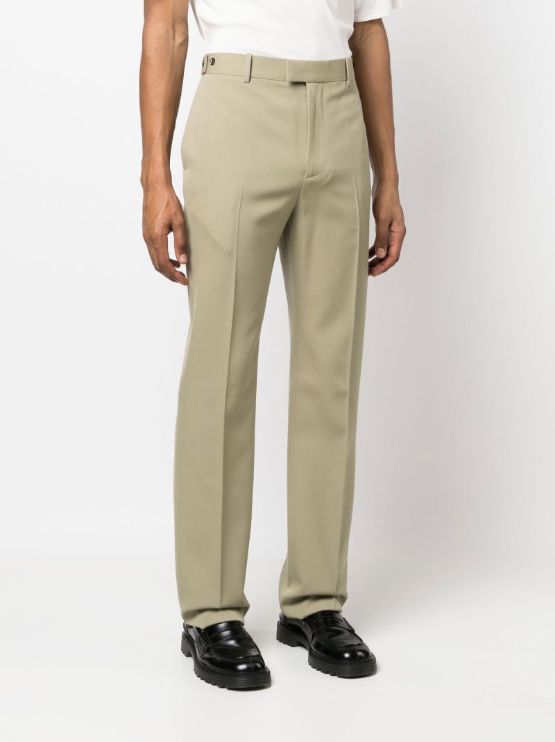 Green Straight Leg Wool Chinos