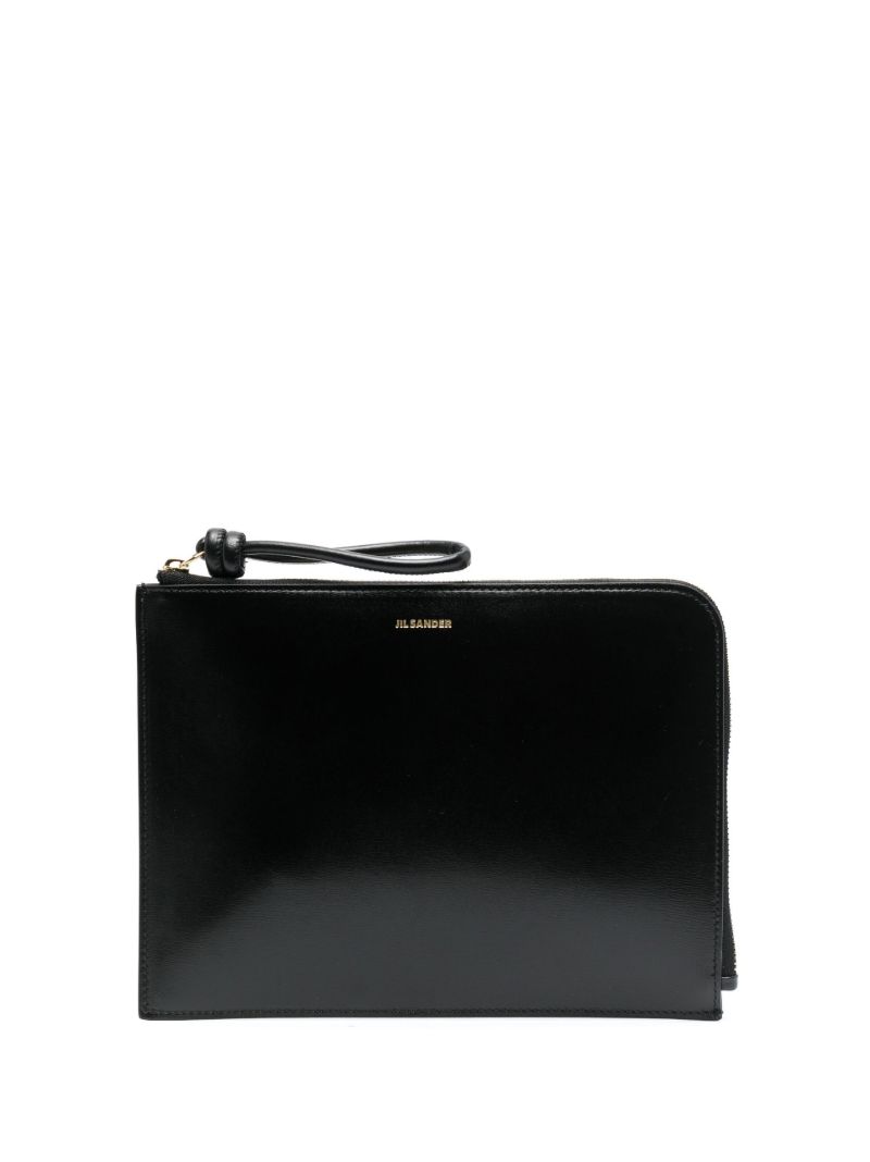 Black Zip Around Leather Wallet