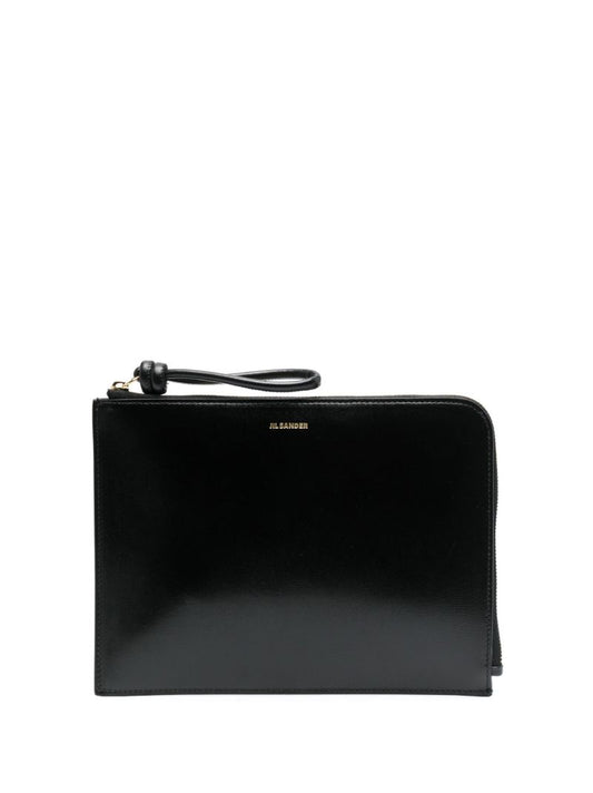 Black Zip Around Leather Wallet