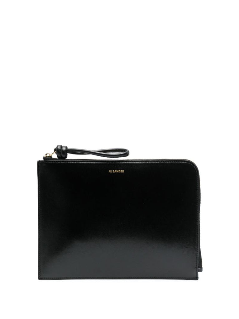Black Zip Around Leather Wallet