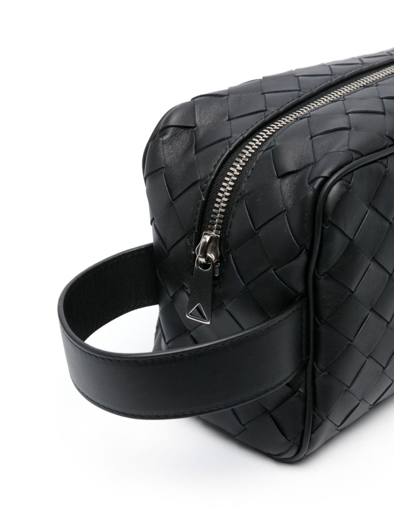 Black Intrecciato Leather Travel Pouch