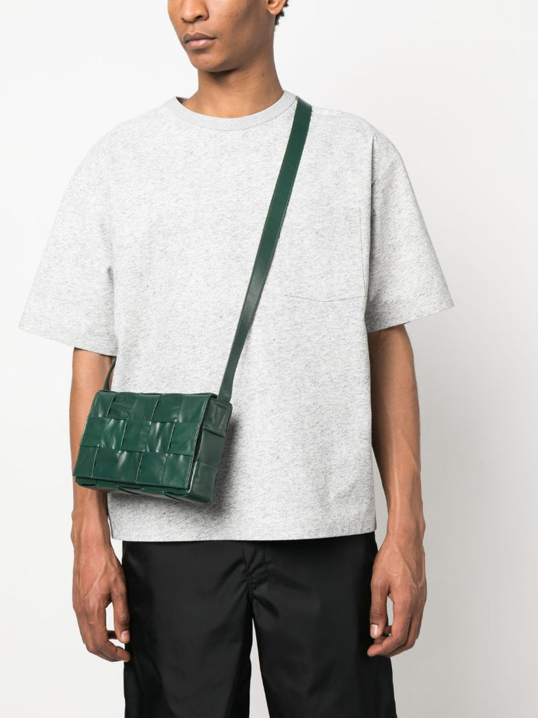Green Small Cassette Leather Cross Body Bag
