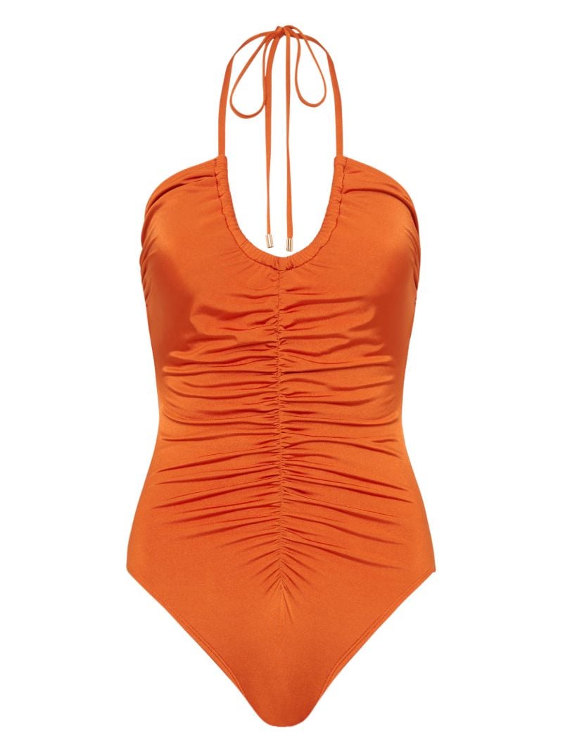Orange Melon Draped Swimsuit