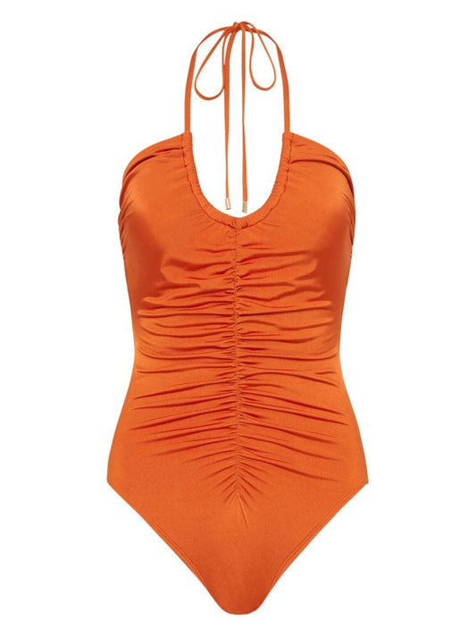 Orange Melon Draped Swimsuit