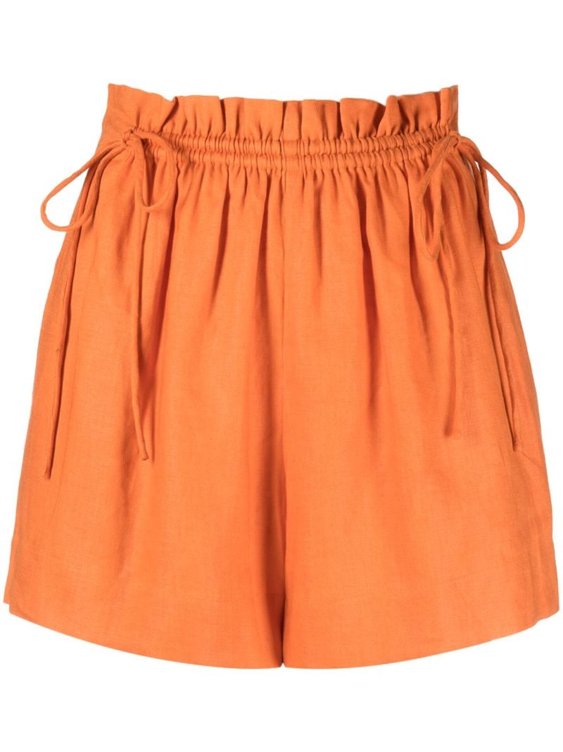 Orange Linen Drawstring Shorts