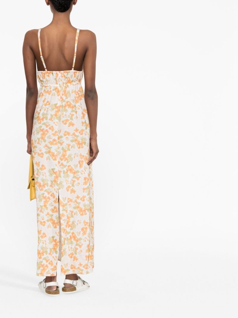 Orange Vacation Floral-print Maxi Dress