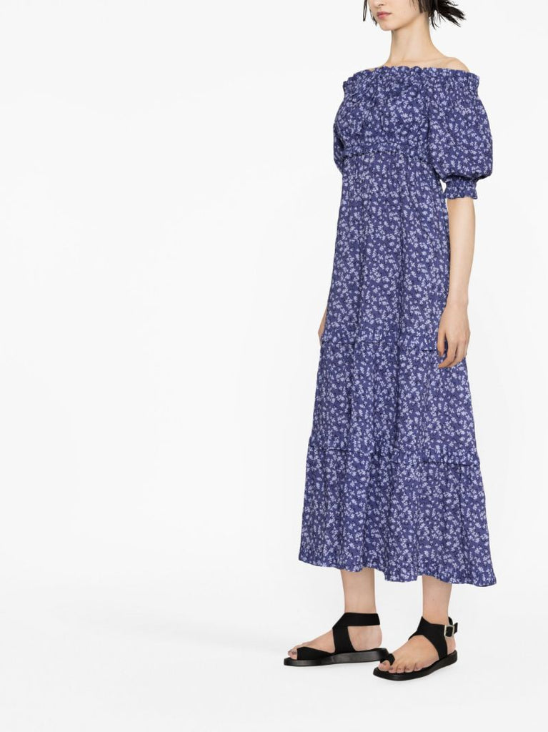 Purple Floral Print Maxi Dress