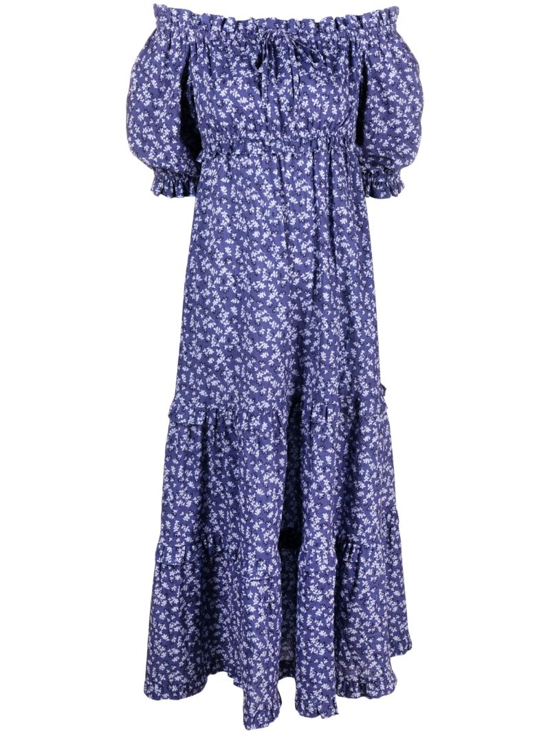 Purple Floral Print Maxi Dress