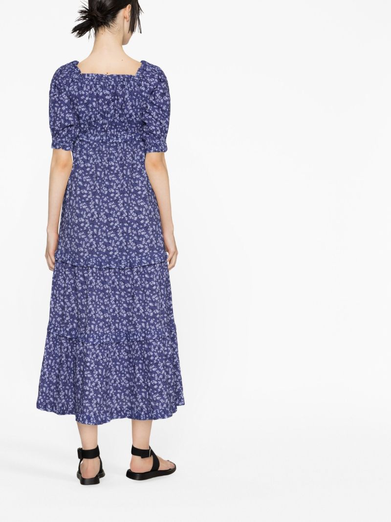 Purple Floral Print Maxi Dress