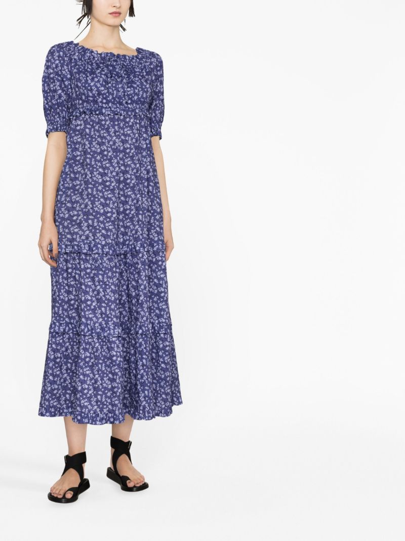 Purple Floral Print Maxi Dress