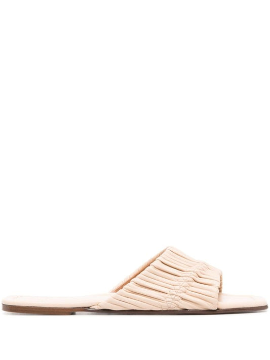 Neutral Casoria PlissÃ_x0083_Â© Leather Slides