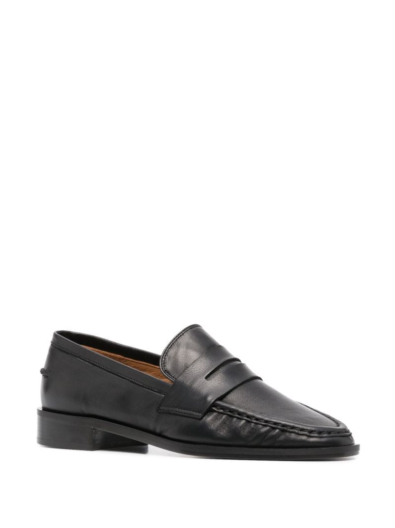 Black Airola Leather Penny Loafers