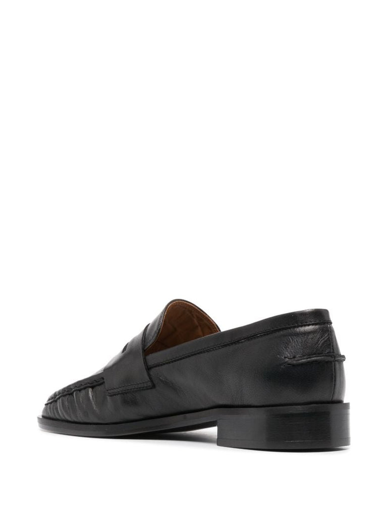 Black Airola Leather Penny Loafers