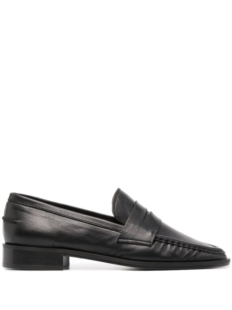 Black Airola Leather Penny Loafers