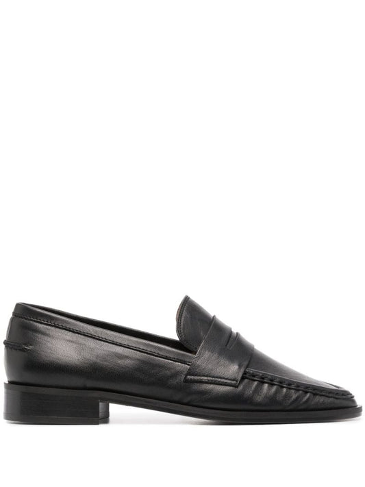 Black Airola Leather Penny Loafers