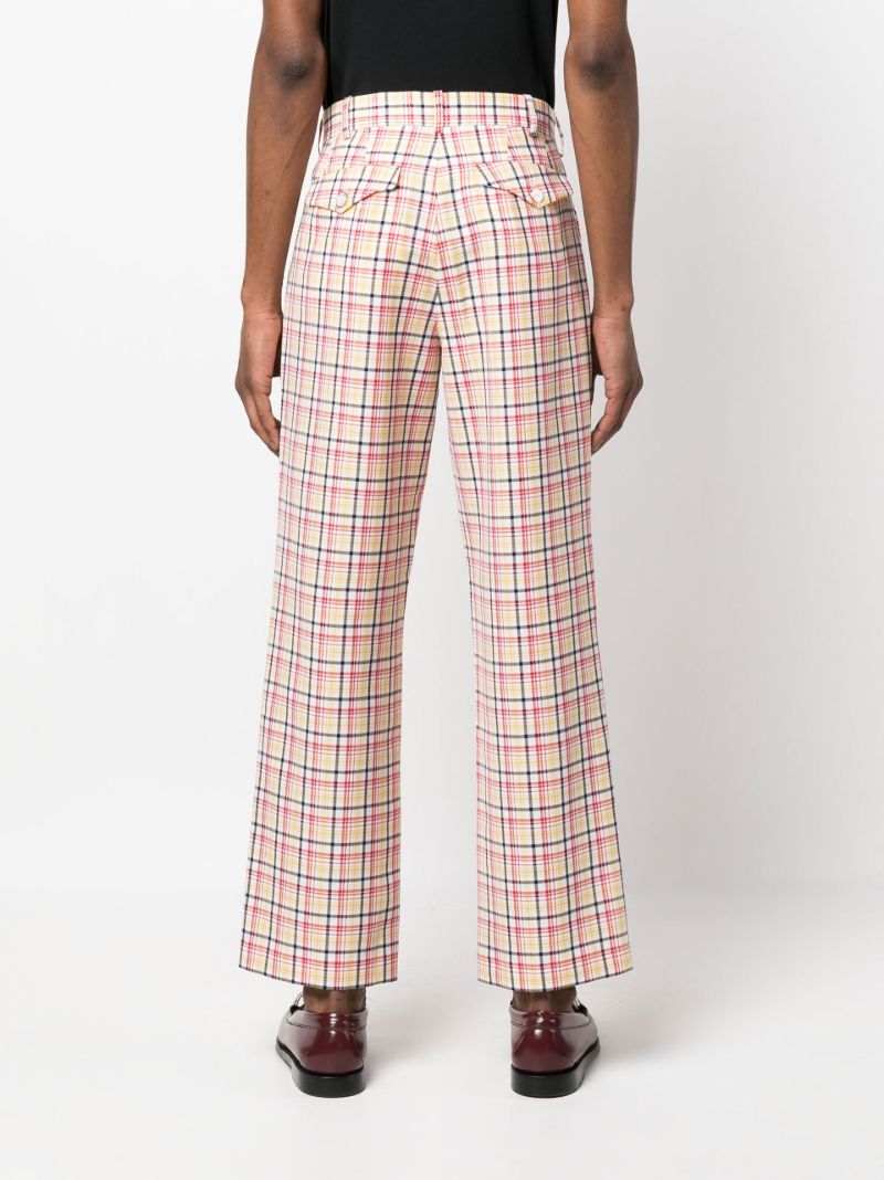 Multicolour Plaid Pattern Wool Trousers