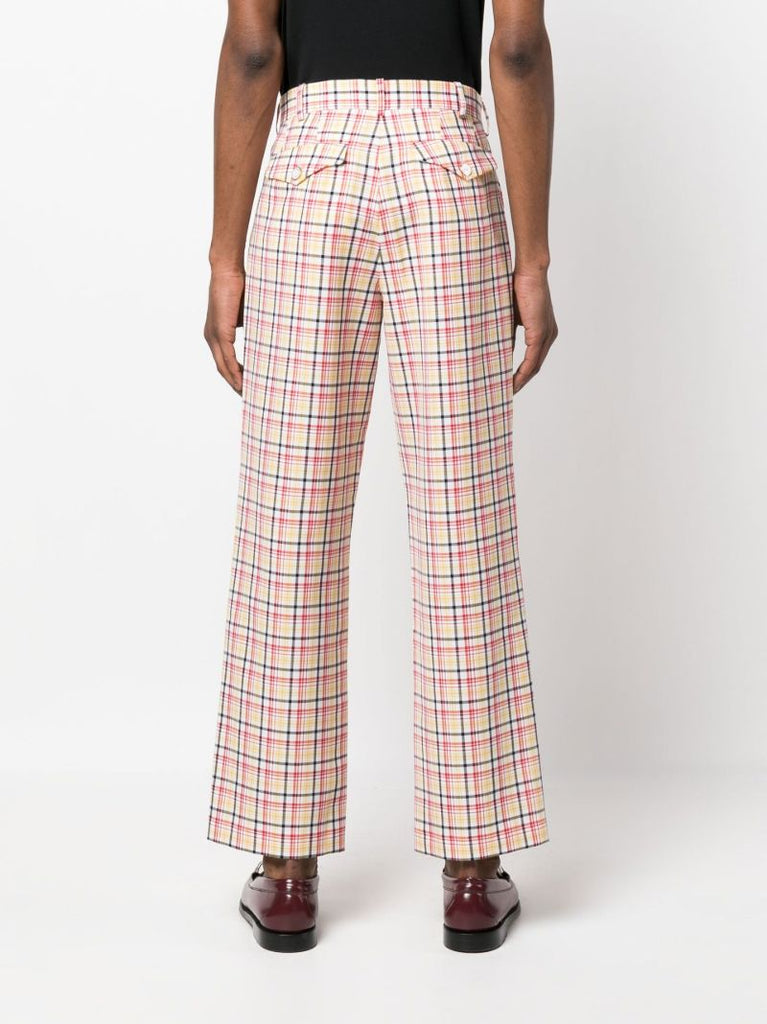 Multicolour Plaid Pattern Wool Trousers
