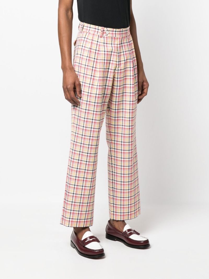 Multicolour Plaid Pattern Wool Trousers