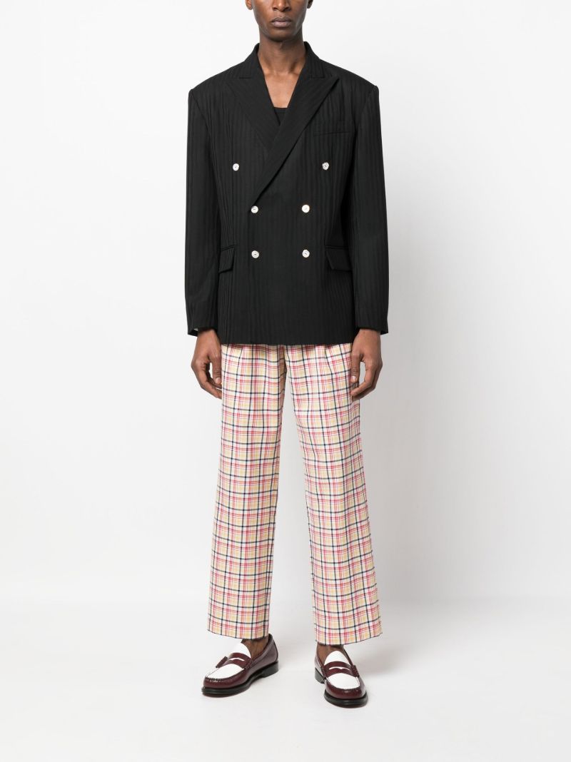 Multicolour Plaid Pattern Wool Trousers