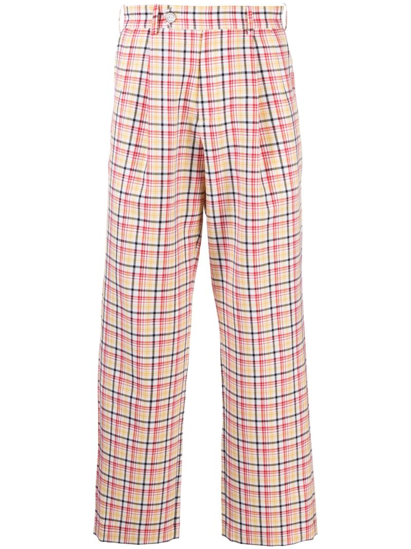 Multicolour Plaid Pattern Wool Trousers