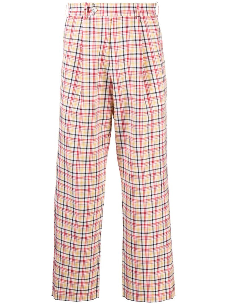 Multicolour Plaid Pattern Wool Trousers