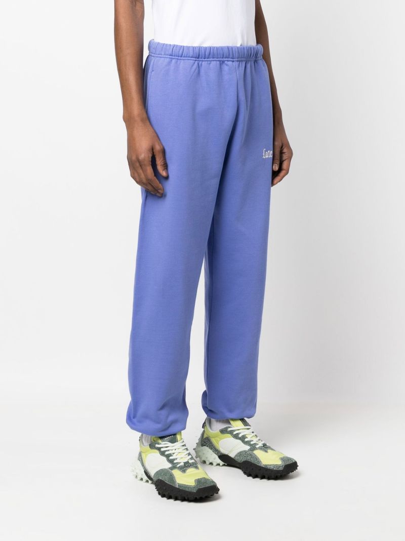 Blue Embroidered Logo Cotton Track Pants