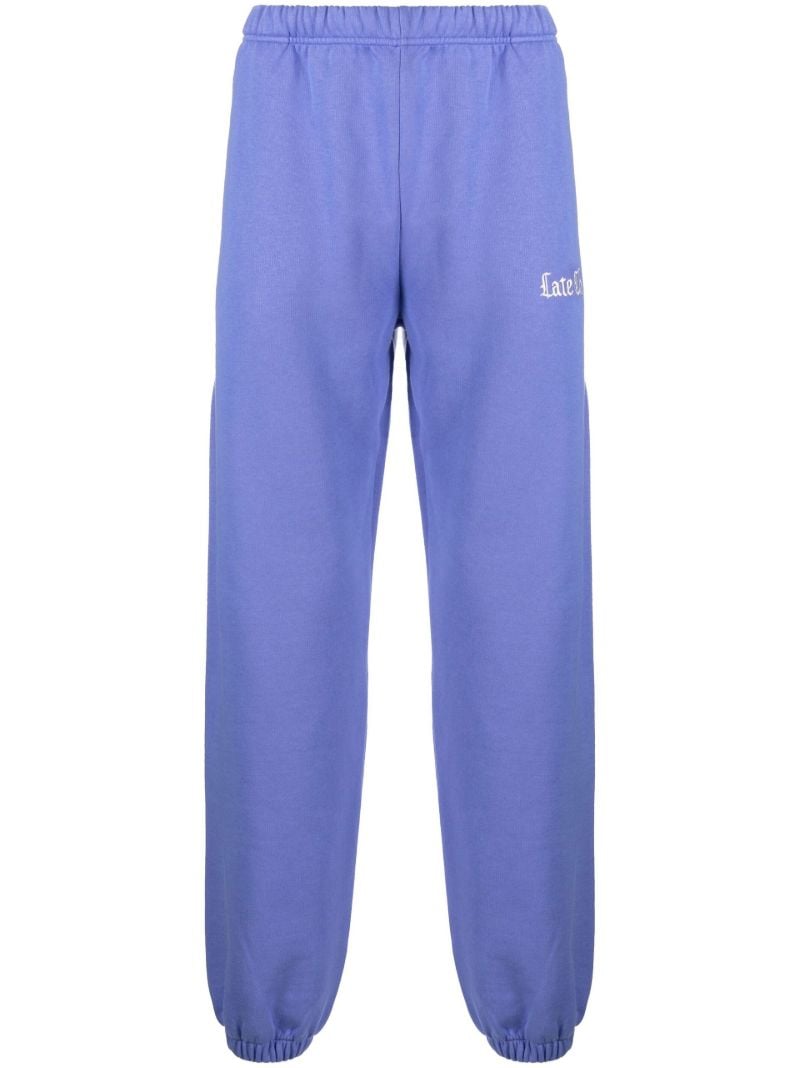 Blue Embroidered Logo Cotton Track Pants