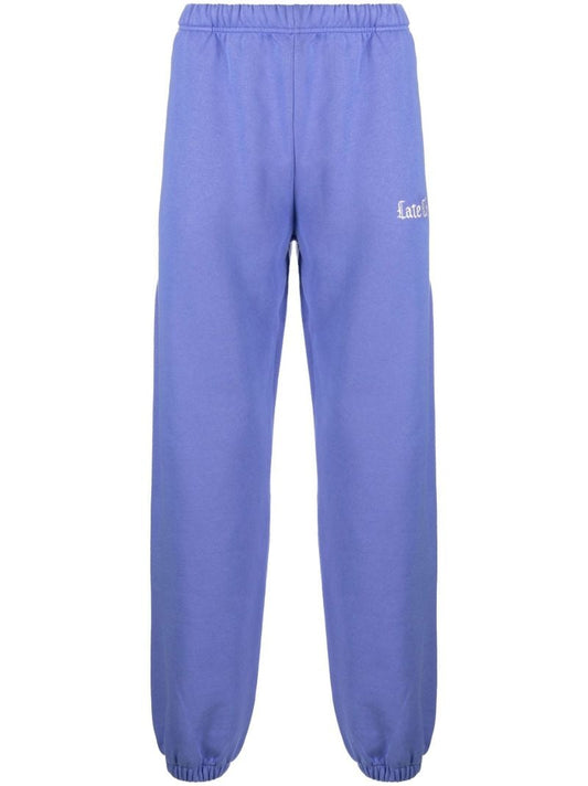 Blue Embroidered Logo Cotton Track Pants