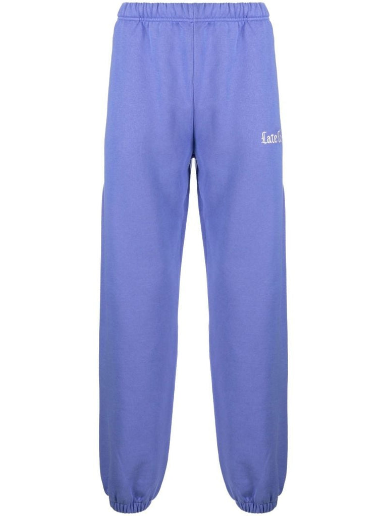 Blue Embroidered Logo Cotton Track Pants