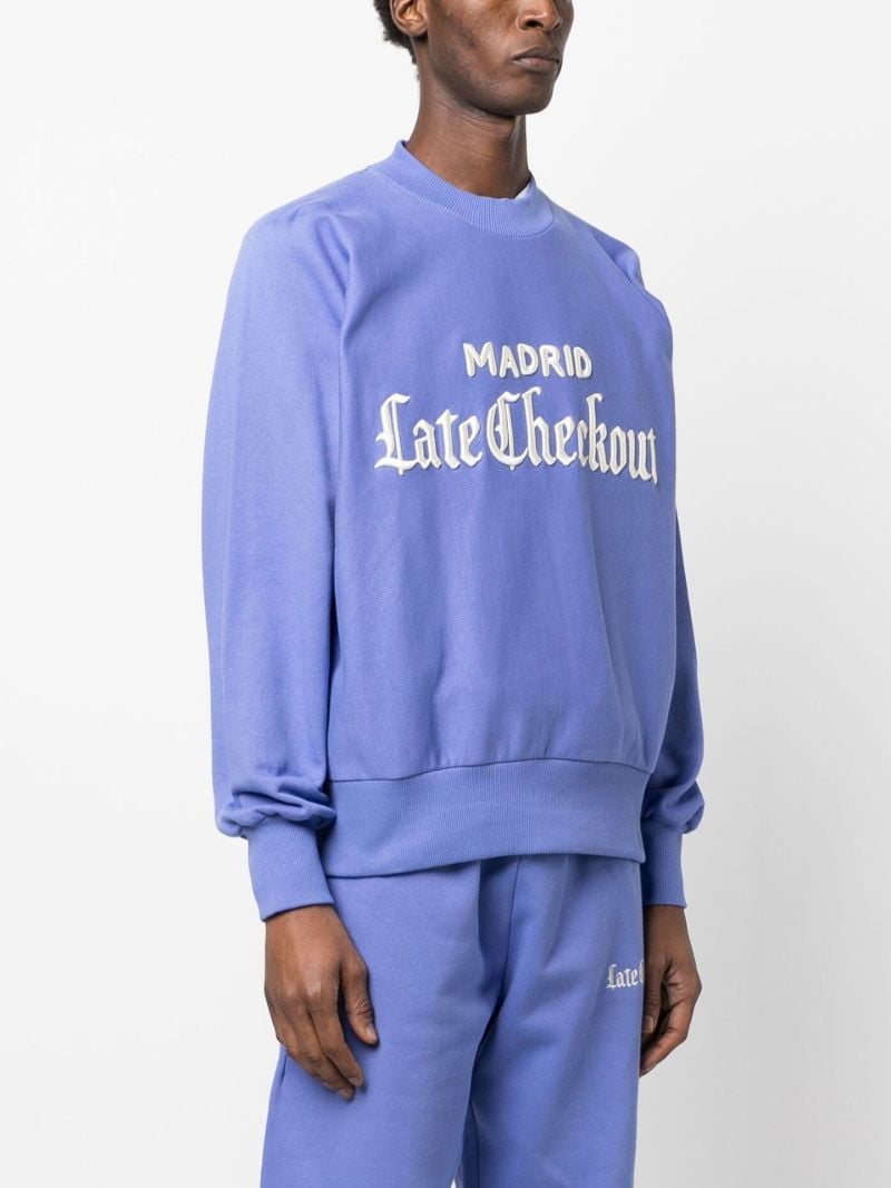Blue Embroidered Logo Cotton Sweatshirt