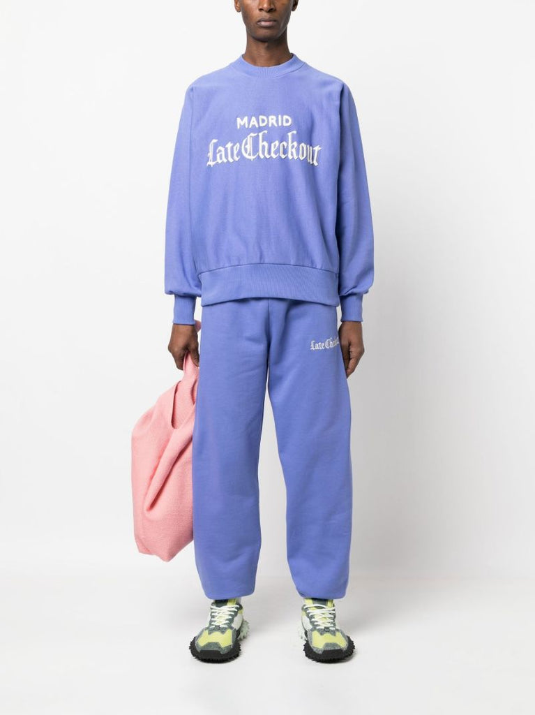 Blue Embroidered Logo Cotton Sweatshirt