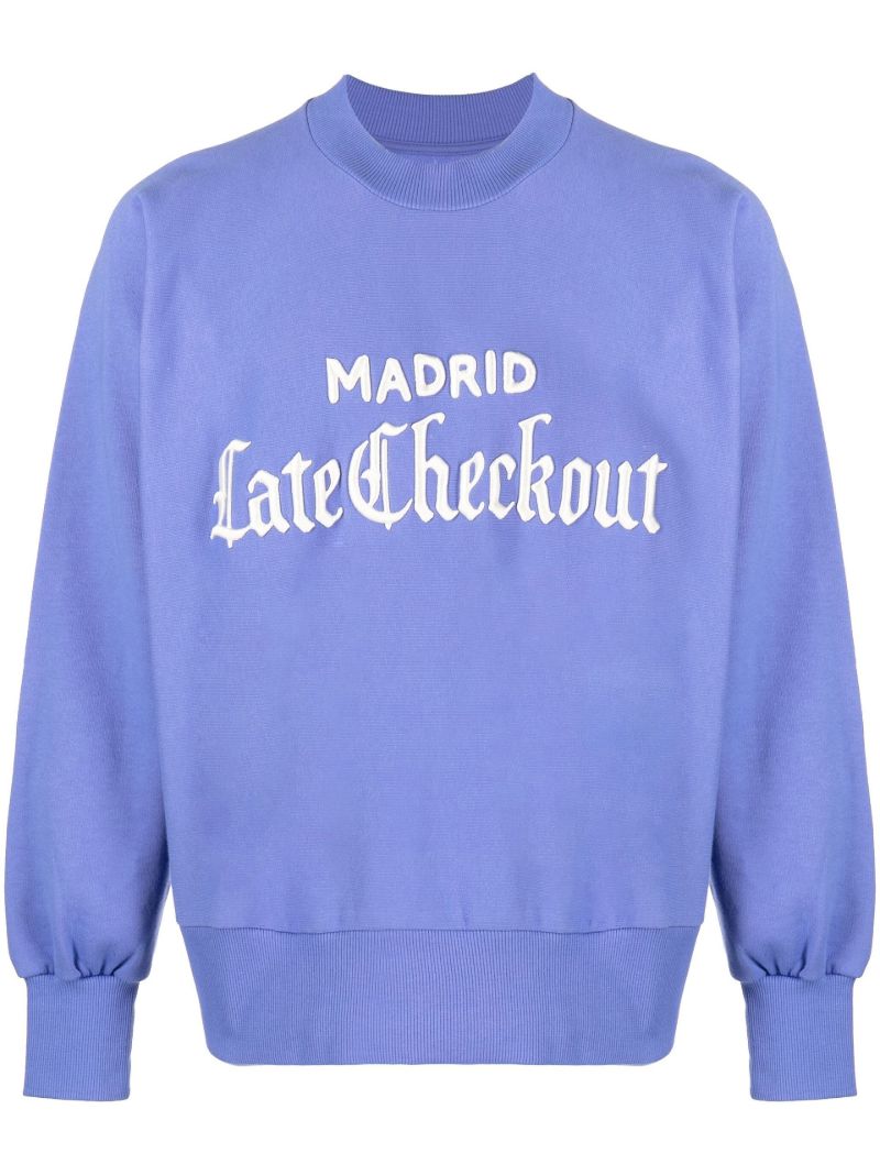 Blue Embroidered Logo Cotton Sweatshirt