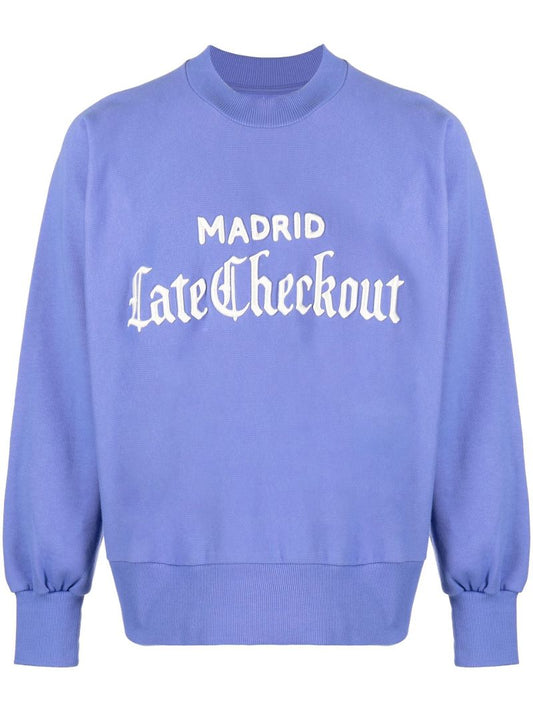 Blue Embroidered Logo Cotton Sweatshirt