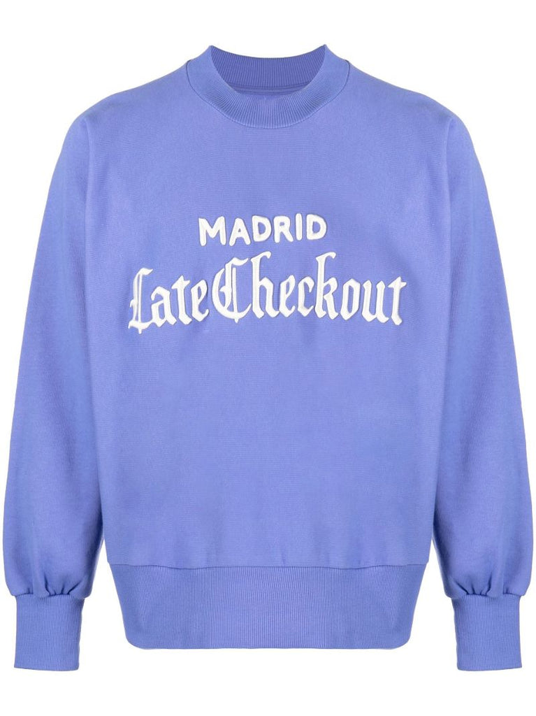 Blue Embroidered Logo Cotton Sweatshirt