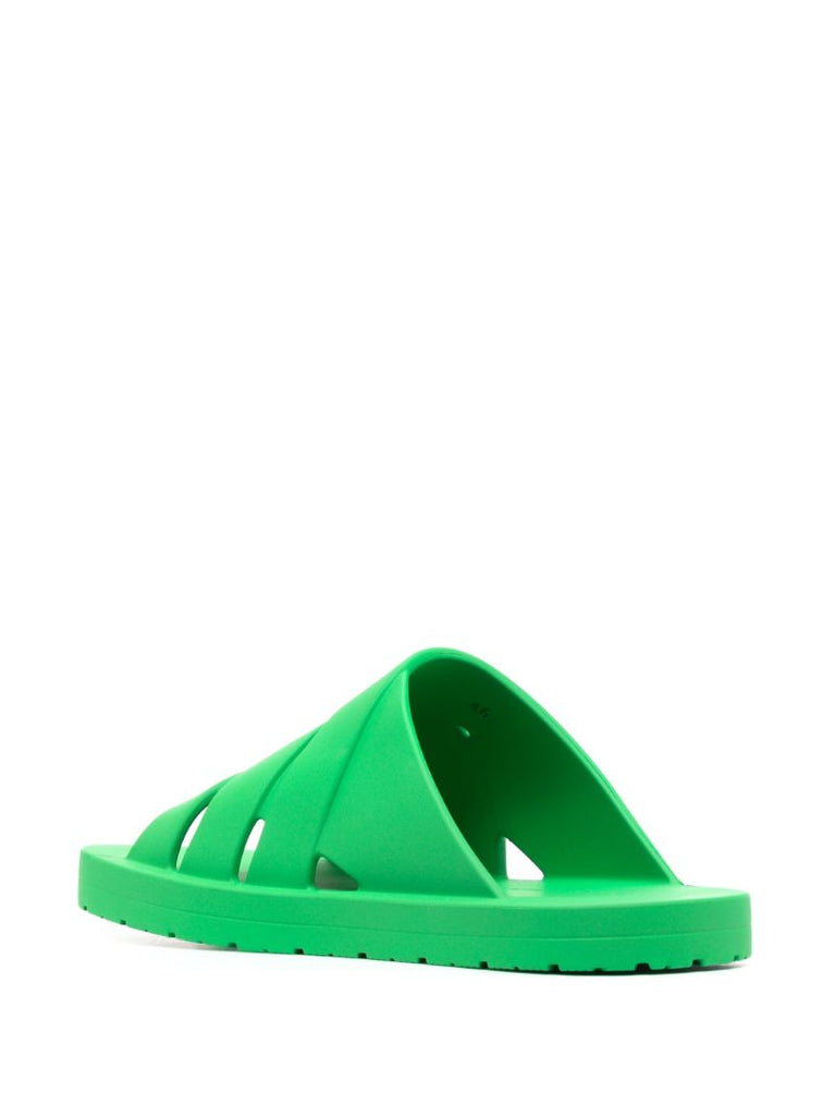 Green Crossover Open-toe Slides