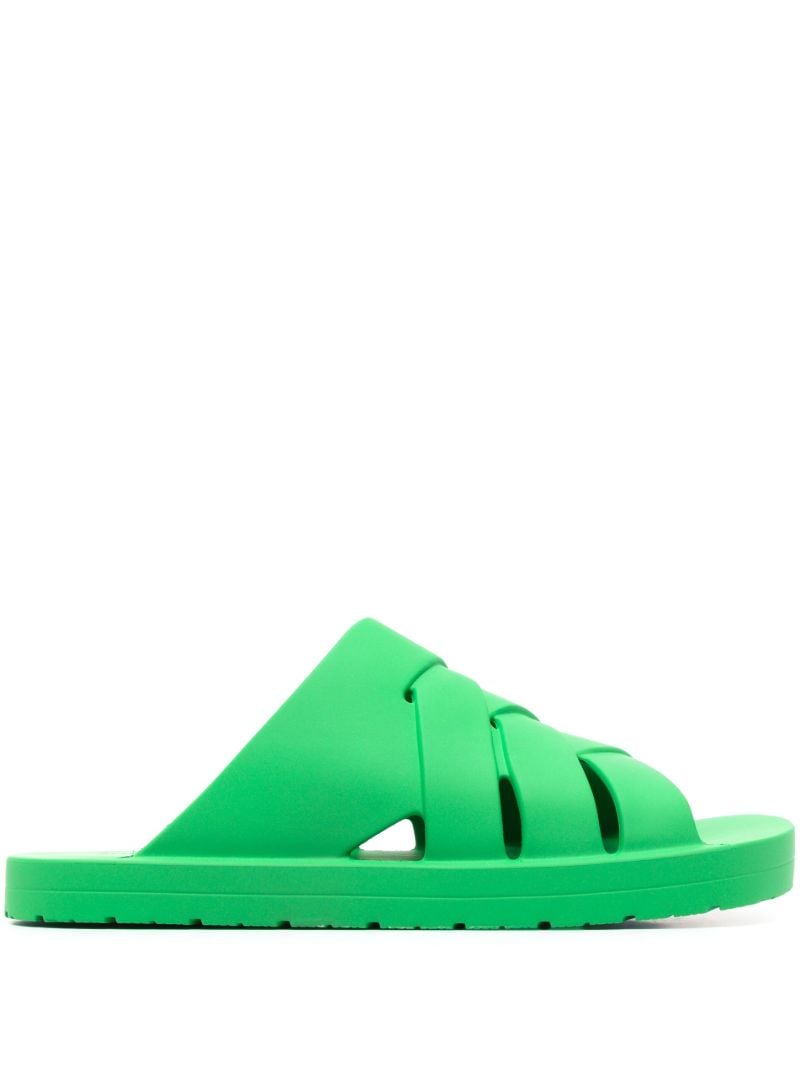 Green Crossover Open-toe Slides