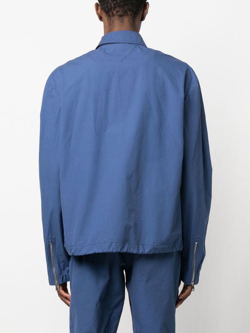Blue Cotton Zip-up Shirt Jacket