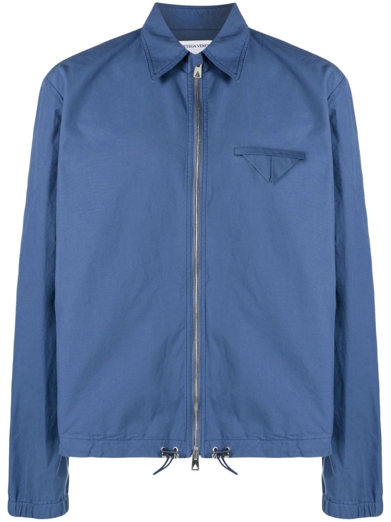 Blue Cotton Zip-up Shirt Jacket