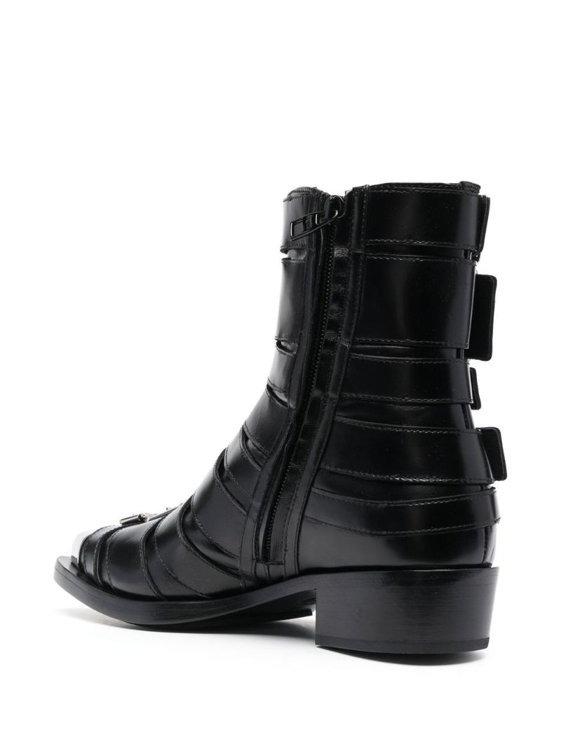 Black Punk Buckled Leather Boots
