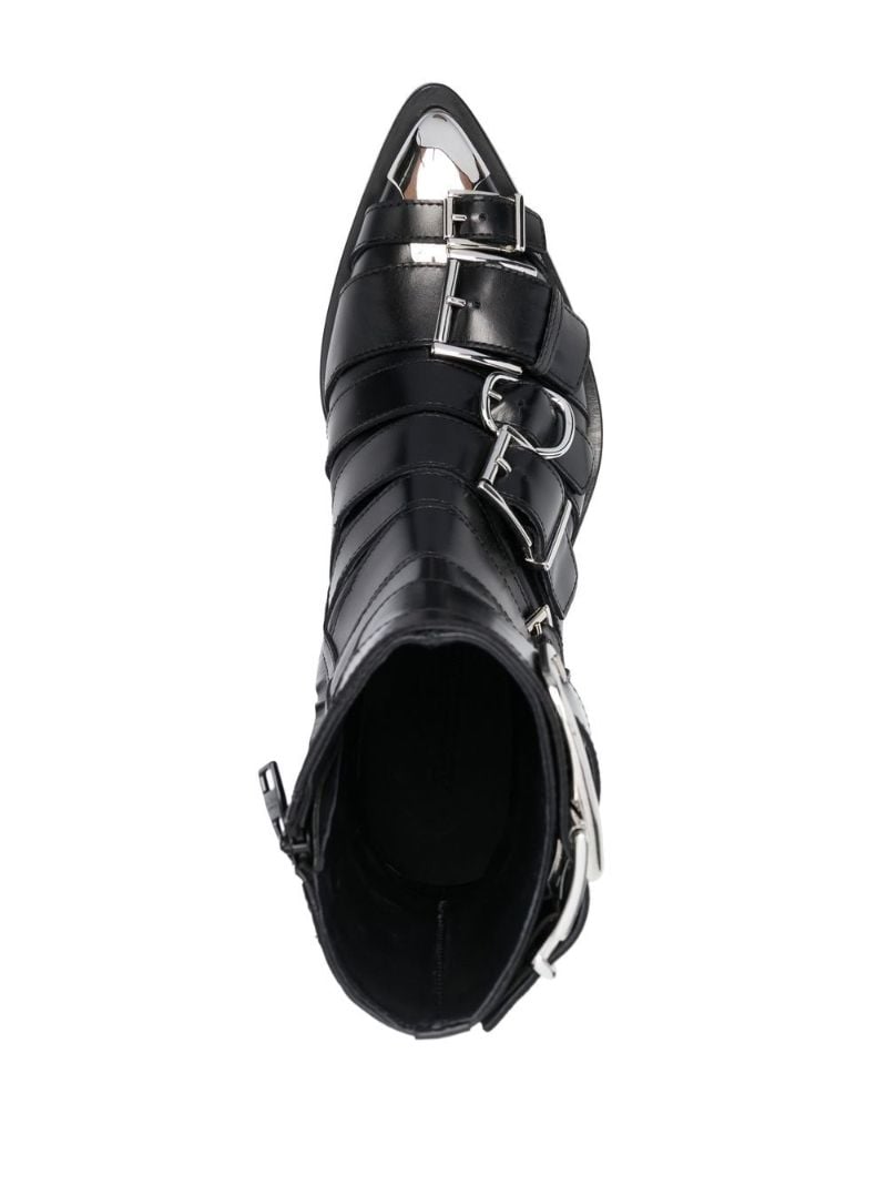 Black Punk Buckled Leather Boots