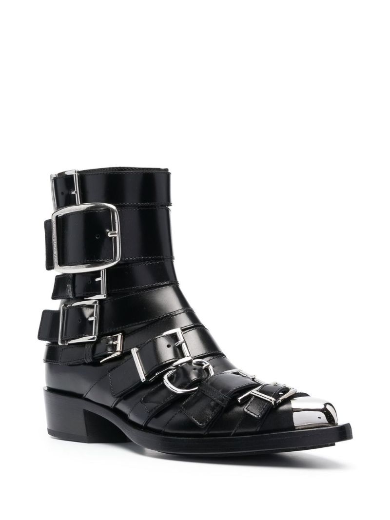 Black Punk Buckled Leather Boots
