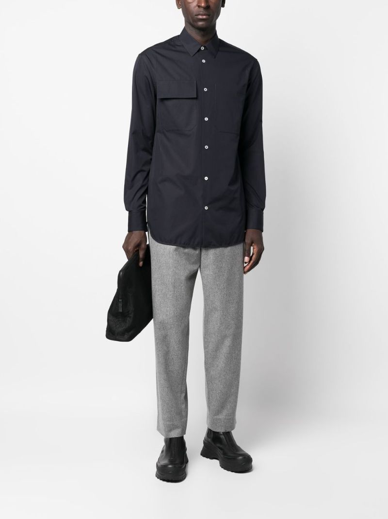 Grey Wool Straight-leg Trousers