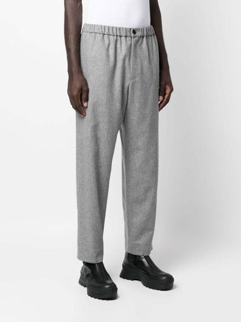 Grey Wool Straight-leg Trousers