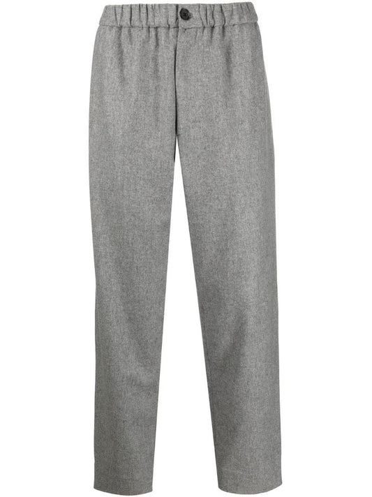 Grey Wool Straight-leg Trousers