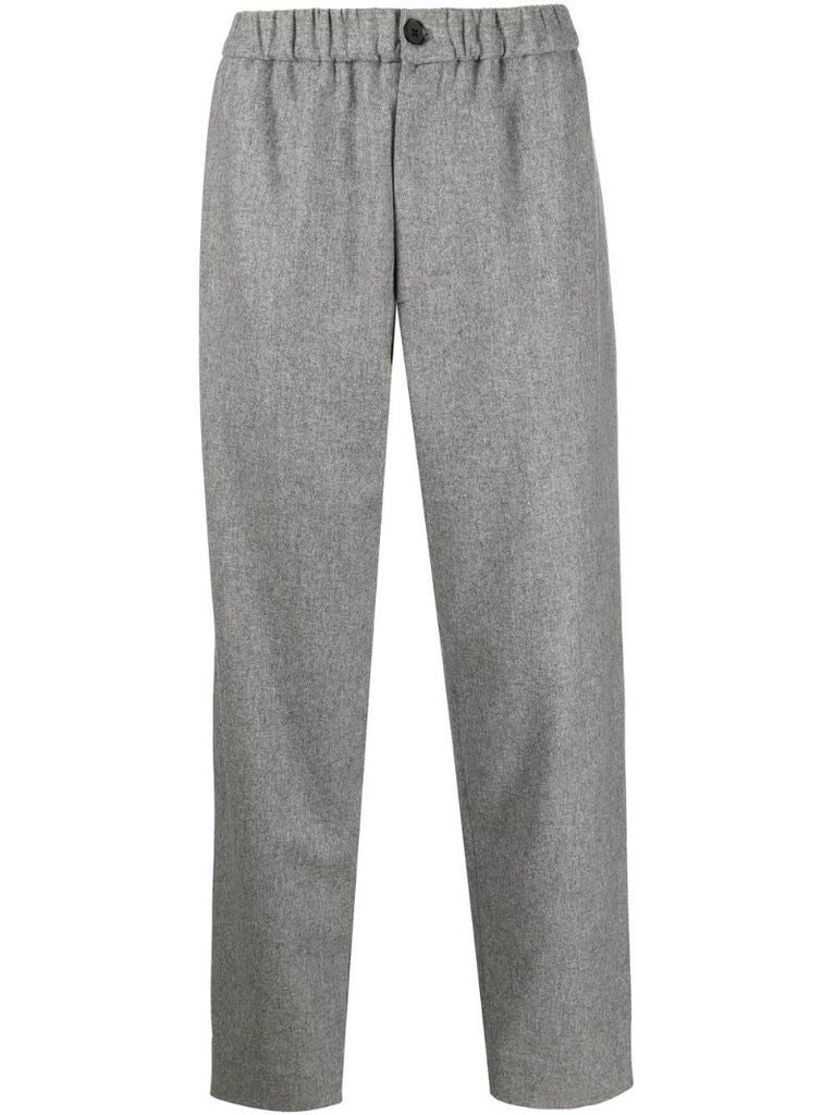Grey Wool Straight-leg Trousers
