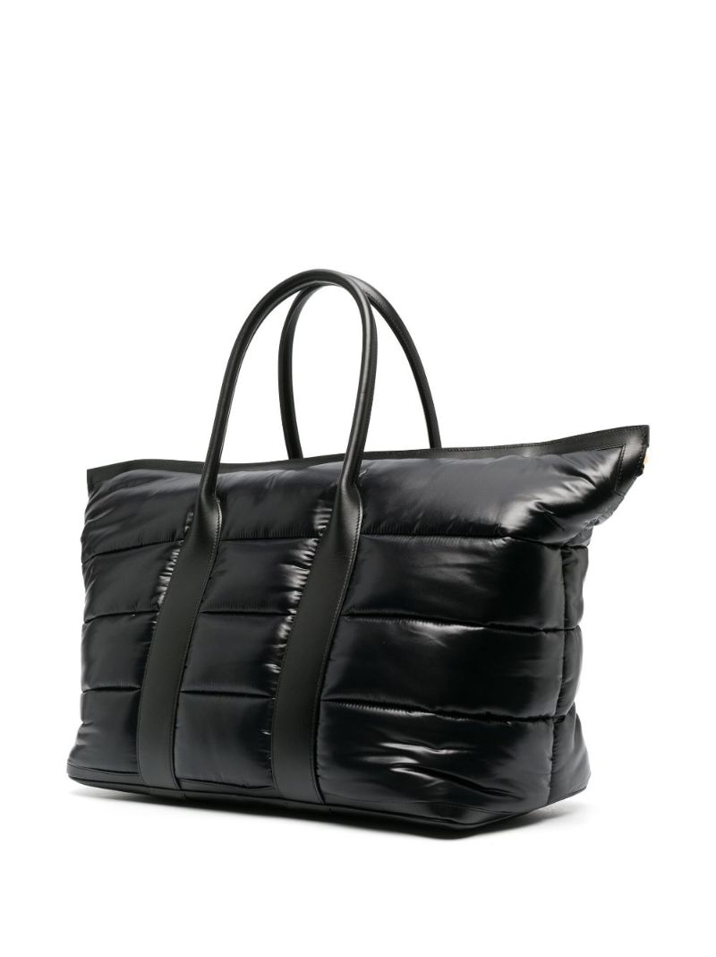 Black Padded Leather Holdall Bag