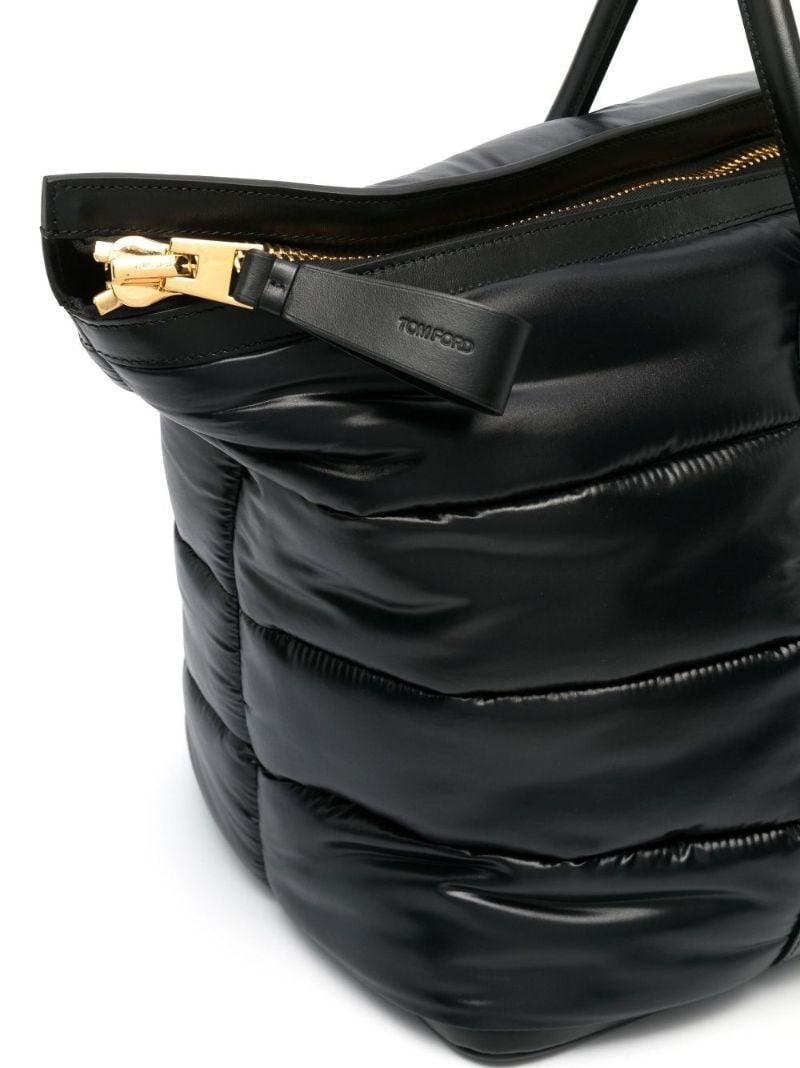 Black Padded Leather Holdall Bag