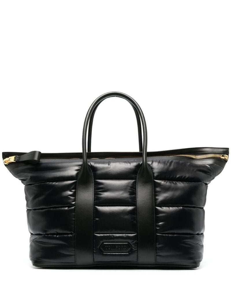 Black Padded Leather Holdall Bag