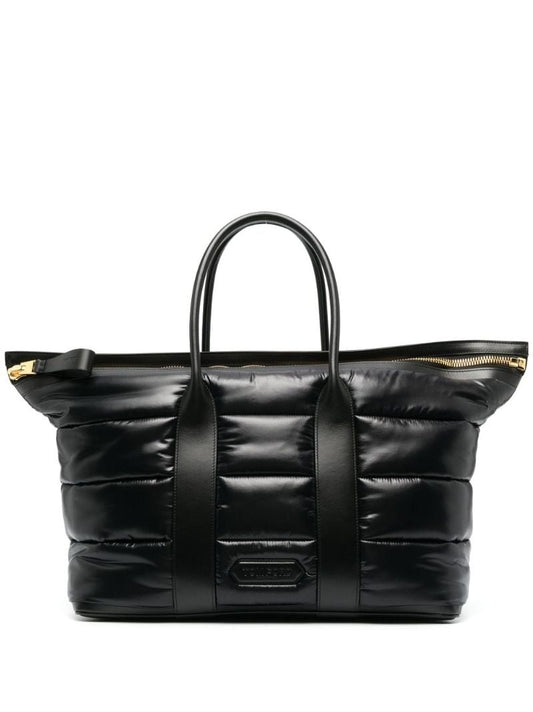 Black Padded Leather Holdall Bag