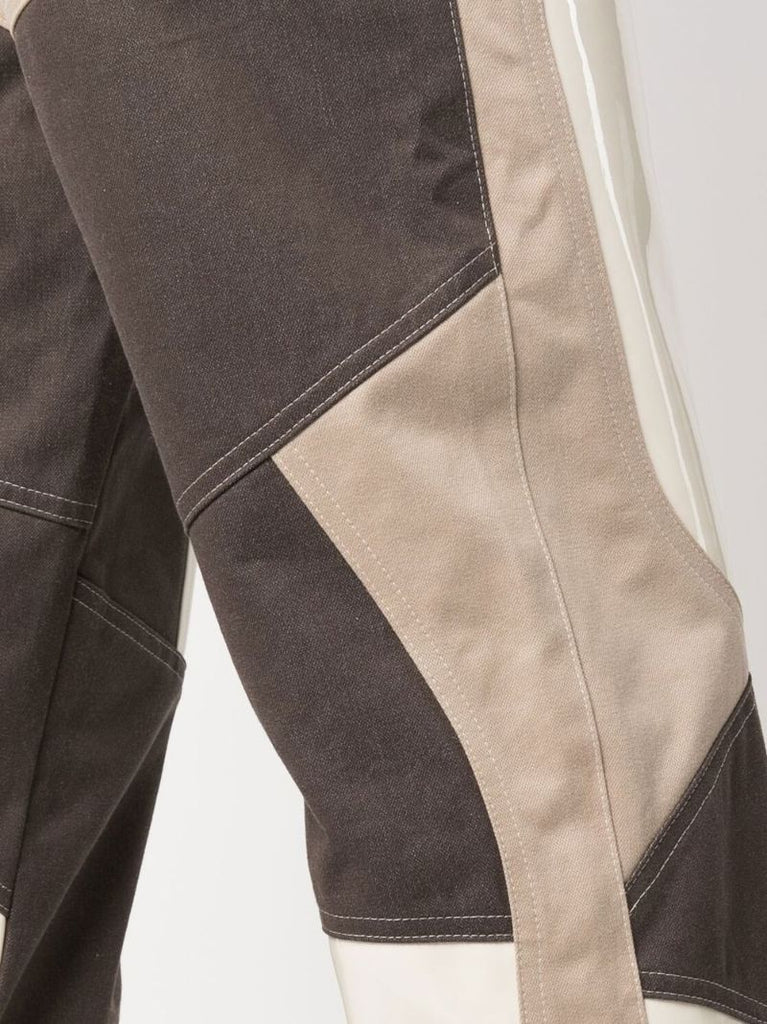 Neutral Patchwork Straight Leg Trousers